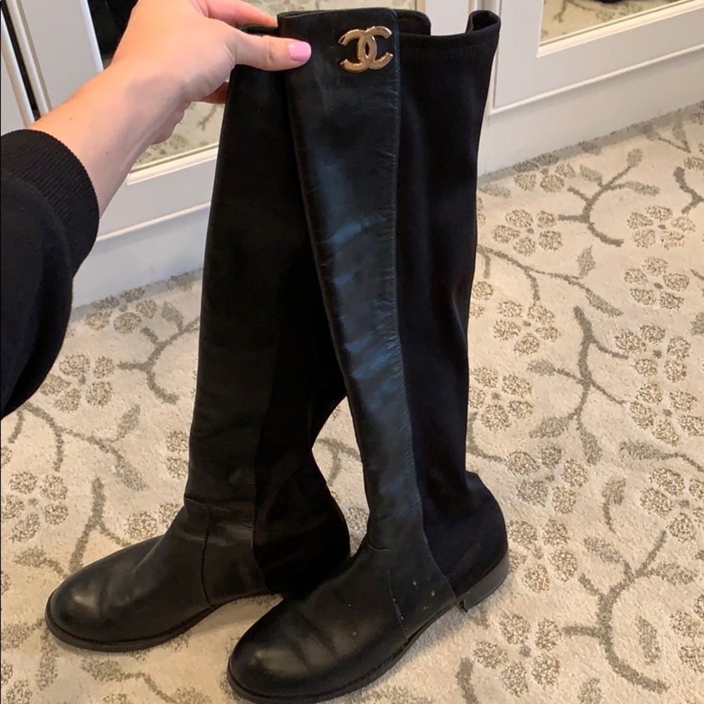 Chanel over the knee boots